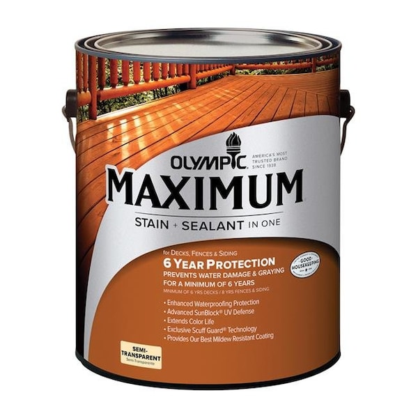 Olympic Olympic 1393545 Maximum Semi-Transparent Semi-Gloss Cedar Natural Tone Deep Oil-Based Stain & Sealant - Pack of 4 1393545 - main